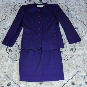 Jacobson’s Vintage Purple Wool Skirt Suit Women’s Size 8 Made USA